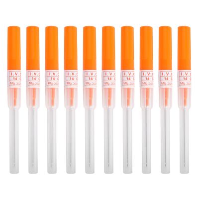 VNisenllc Body Piercing Needles I.V. Catheter Cannula Ear Nose Septum Navel Sterile Piercing Needles Tattoo Tool, 10pcs 14G Orange