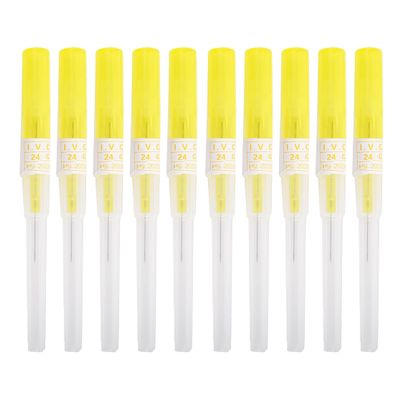 VNisenllc Body Piercing Needles I.V. Catheter Cannula Ear Nose Septum Navel Sterile Piercing Needles Tattoo Tool, 10pcs 24G Yellow