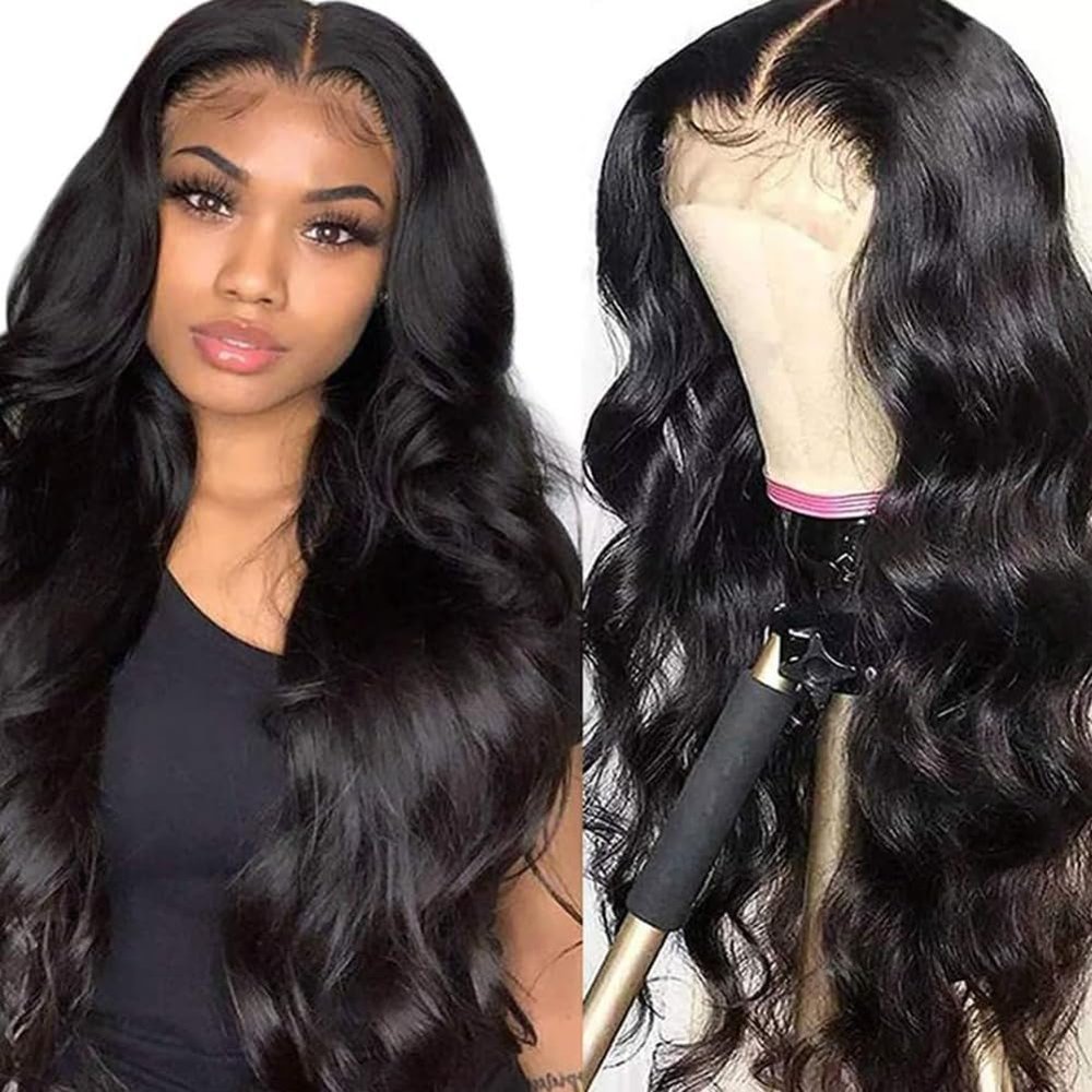 10 in Human Hair With Baby Hair Natural Color,Lace Front Wigs For Black Women,Human Hair Pre Plucked 4x4 Lace Closure Wigs