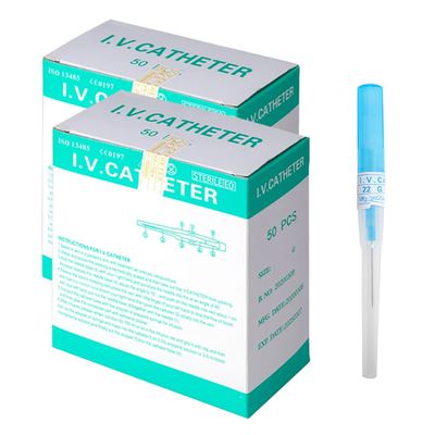 VNisenllc Body Piercing Needles I.V. Catheter Cannula Ear Nose Septum Navel Sterile Piercing Needles Tattoo Tool, 100pcs 22G Blue