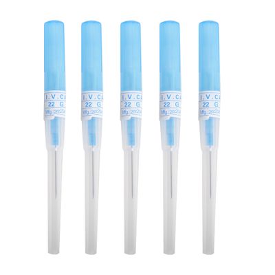 VNisenllc Body Piercing Needles I.V. Catheter Cannula Ear Nose Septum Navel Sterile Piercing Needles Tattoo Tool, 5pcs 22G Blue