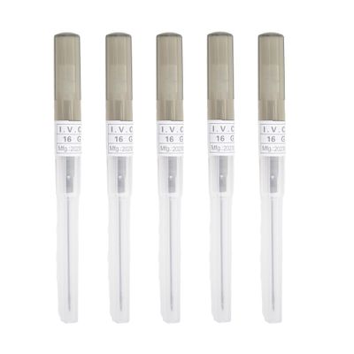 VNisenllc Body Piercing Needles I.V. Catheter Cannula Ear Nose Septum Navel Sterile Piercing Needles Tattoo Tool, 5pcs 16G Grey