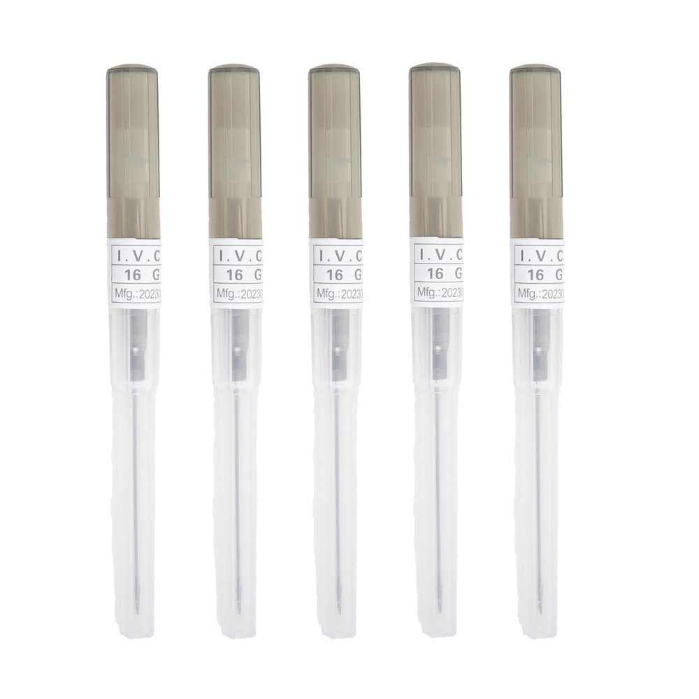 VNisenllc Body Piercing Needles I.V. Catheter Cannula Ear Nose Septum Navel Sterile Piercing Needles Tattoo Tool, 5pcs 16G Grey