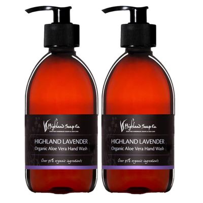 The Highland Soap Company, Organic Aloe Vera Hand Wash, Highland Lavender, 10oz Bottle (Pack of 2)