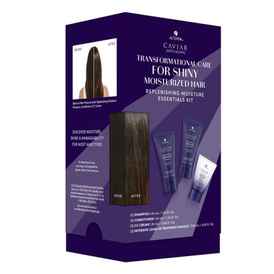 Alterna Haircare CAVIAR Anti-Aging Replenishing Moisture Trial Kit - Shampoo, Conditioner, Leave-In CC Cream | For Dry, Brittle Hair | Protects, Restores and Hydrates | Sulfate Free