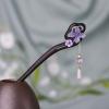 Generic Ebony hairpin Purple lilac tassel Pearl delicate hairpin Chinese Hanfu Hair accessories girls daily cheongsam horse skirt accessories, Black view 4