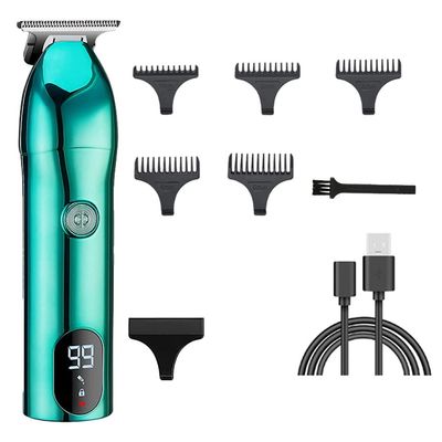 Barber Scissors Hair Clippers for Men, Barber Shop Men's Hair Clipper Shaver Household Rechargeable Trimmer T-Blade Children's Hairstyle Carving Hair Clipper (Color : Green)
