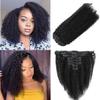 Lumiere Clip In Hair Extensions Real Human Hair 4B 4C Afro Curly Clip Ins Hair Extensions Full Head Seamless Clip In Hair Extensions 120gram 8 Pcs With 20 Clips Brazilian Remy Hair 1B Color 18 Inch view 1