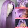 13x4 HD Transparent Purple Wig Human Hair,Deep Purple Lace Front Wigs Human Hair 150% Density Colored Lilac Wigs Human Hair Transparent Lace Frontal Wigs Human Hair Pre Plucked with Baby Hair 26Inch view 2
