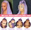 13x4 HD Transparent Purple Wig Human Hair,Deep Purple Lace Front Wigs Human Hair 150% Density Colored Lilac Wigs Human Hair Transparent Lace Frontal Wigs Human Hair Pre Plucked with Baby Hair 26Inch view 3