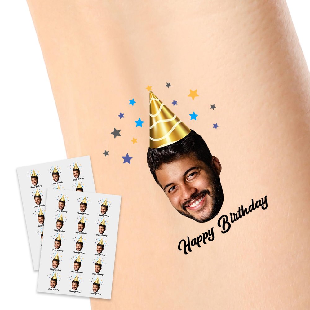 Custom Temporary Tattoos with Photo Face Name Logo Text Personalized Tattoo for Women Men Make Your Own Temporary Tattoos Gift for Birthday Party Graduation 1 Set of 15 Pieces