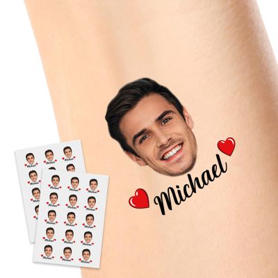 Custom Temporary Tattoos with Photo Face Name Logo Text Personalized Tattoo for Women Men Make Your Own Temporary Tattoos Gift for Birthday Party Graduation 1 Set of 15 Pieces