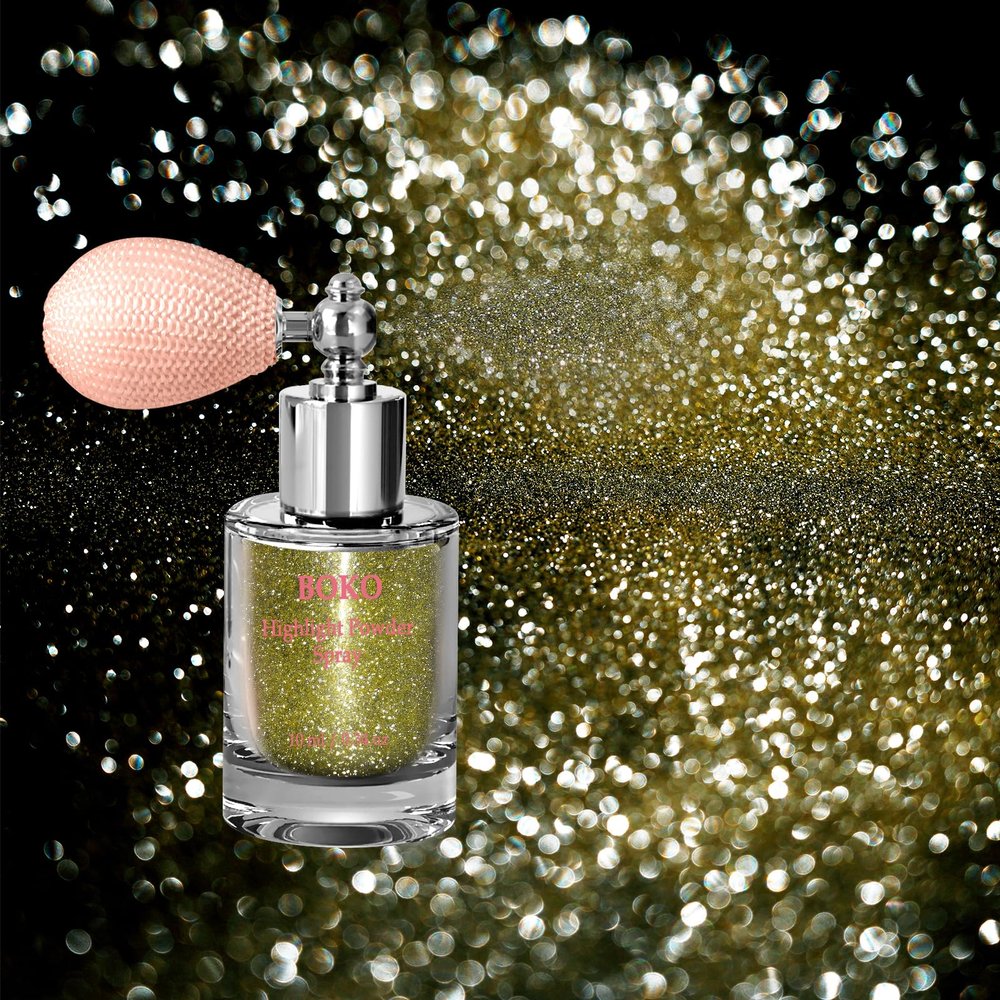 Boko Body Glitter Spray, Diamond Gold Glitter Spray for Sparkling Body Face Hair Nail Clothes, Hair Glitter Spray Body Shimmer Powder for Highlighter Makeup Festival Party Concert Rave Accessories