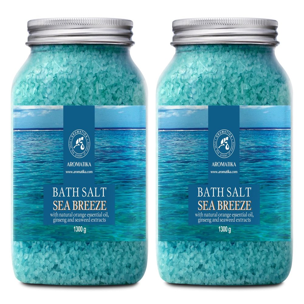 Bath Sea Salt Set 2X 46 Oz - Sea Breeze Salt - Natural Bath Sea Salts - Best for Relaxing - Calming - Body Care - Beauty - Aromatherapy