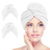 AIDEA Microfiber Hair Towel Wrap, 2 Pack Hair Turbans, Super Absorbent Quick Dry Hair Towel Wrap for All Hair Types Anti Frizz, 26"10", White view 1