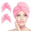 AIDEA Microfiber Hair Towel Wrap, 2 Pack Hair Turbans, Super Absorbent Quick Dry Hair Towel Wrap for All Hair Types Anti Frizz, 26"10", Pink view 1