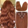S-noilite Clip in Hair Extensions Real Human Hair Double Weft Thick 100% Remy Human Hair for Women Full Head 8 Pieces 18 Clips Straight (20 Inch - 150g,Dark Auburn (#33)) view 1