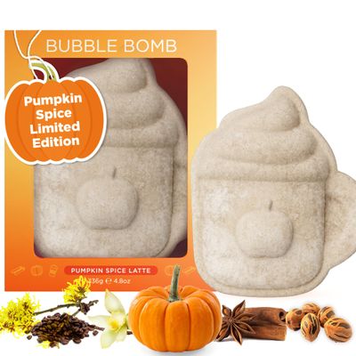 Pumpkin Spice Latte Bath Bomb for Women & Girls  Luxury Fall Bath Bombs (Giftable Packaging) - Natural & Relaxing Fall Gift - Vanilla, Cinnamon & Pumpkin Scented - Holiday Gift for Women