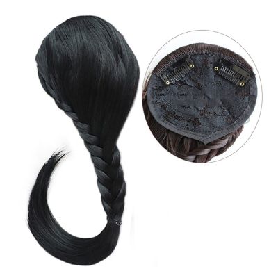 Bangs Synthetic Fishtail Plaited Braided Bangs One Pieces Natural False Hair Bang Front Braids Fringe Clip in Hair Extensions hairpieces for Women Bangs Hair Clip ( Color : Natural Black , Size : 1 )