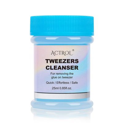 ACTROL Eyelash Extensions Tweezer Cleanser 1 Bottles Lash Tweezers Cleaning Tool for Lash Glue Remover with Sponge Blue Ball Eyelash Tweezer Liquid Supplies 25ml