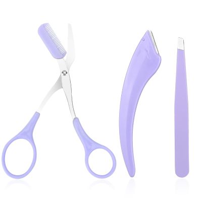 Piriuuo Eyebrow Grooming Kit, Eyebrow Scissors With Comb, Eyebrow Razor, Eyebrow Tweezer, Professional Precision Eyebrow Threading Kit Face Hair Removal Beauty Tool for Women Men