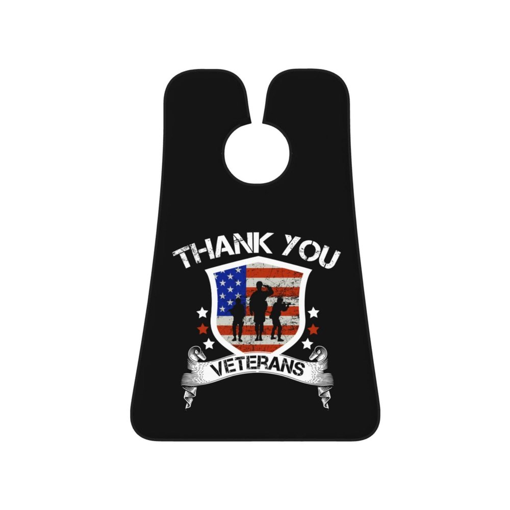 ZKLCRYTR Thank You Veterans Men's Beard Bib Apron Waterproof Smooth Surface Beard Apron Durable Foldable Beard Hair Men's Gift