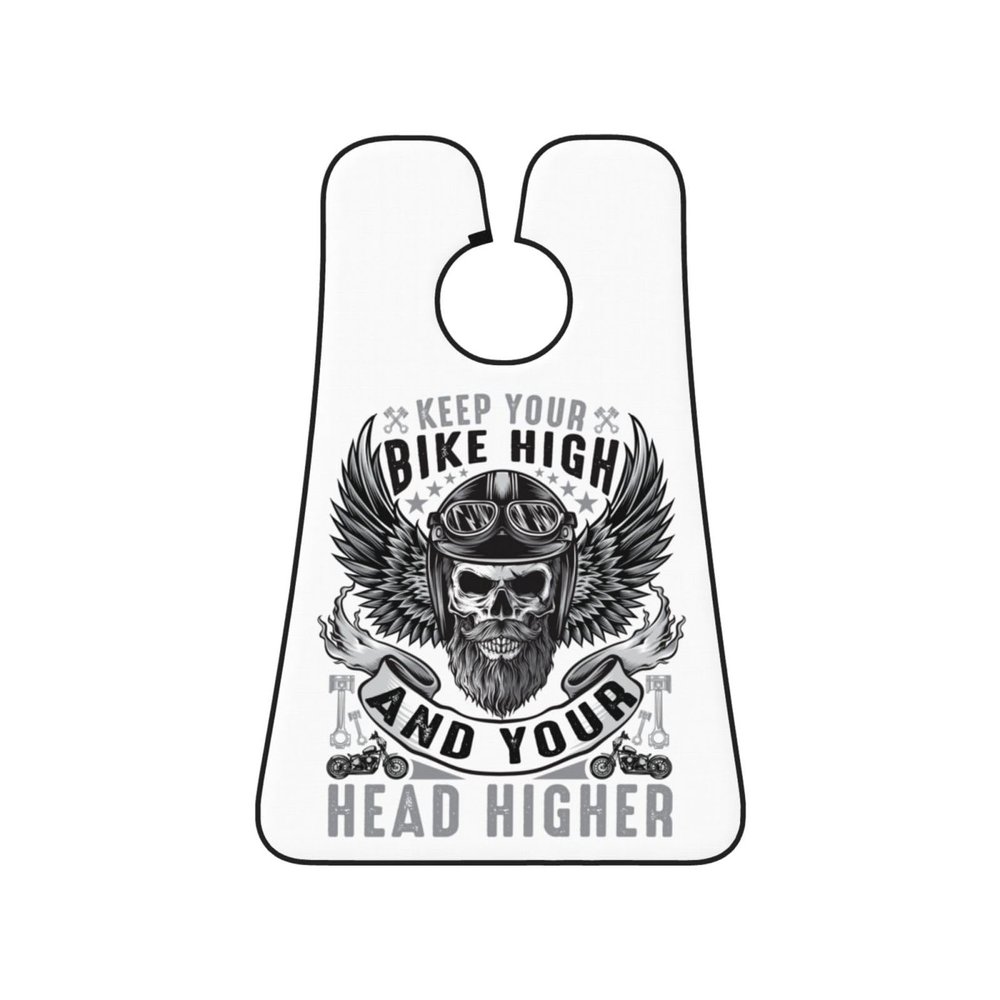 ZKLCRYTR Keep Your Bike High And Your Head Higher Men's Beard Bib Apron Waterproof Smooth Surface Beard Apron Durable Foldable Beard Hair Men's Gift