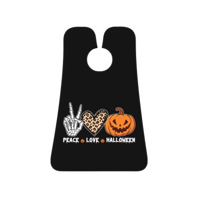 ZKLCRYTR Peace Love Halloween Happy Halloween Pumpkin Leopard Heart Men's Beard Bib Apron Waterproof Smooth Surface Beard Apron Durable Foldable Beard Hair Men's Gift