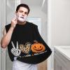 ZKLCRYTR Peace Love Halloween Happy Halloween Pumpkin Leopard Heart Men's Beard Bib Apron Waterproof Smooth Surface Beard Apron Durable Foldable Beard Hair Men's Gift view 2