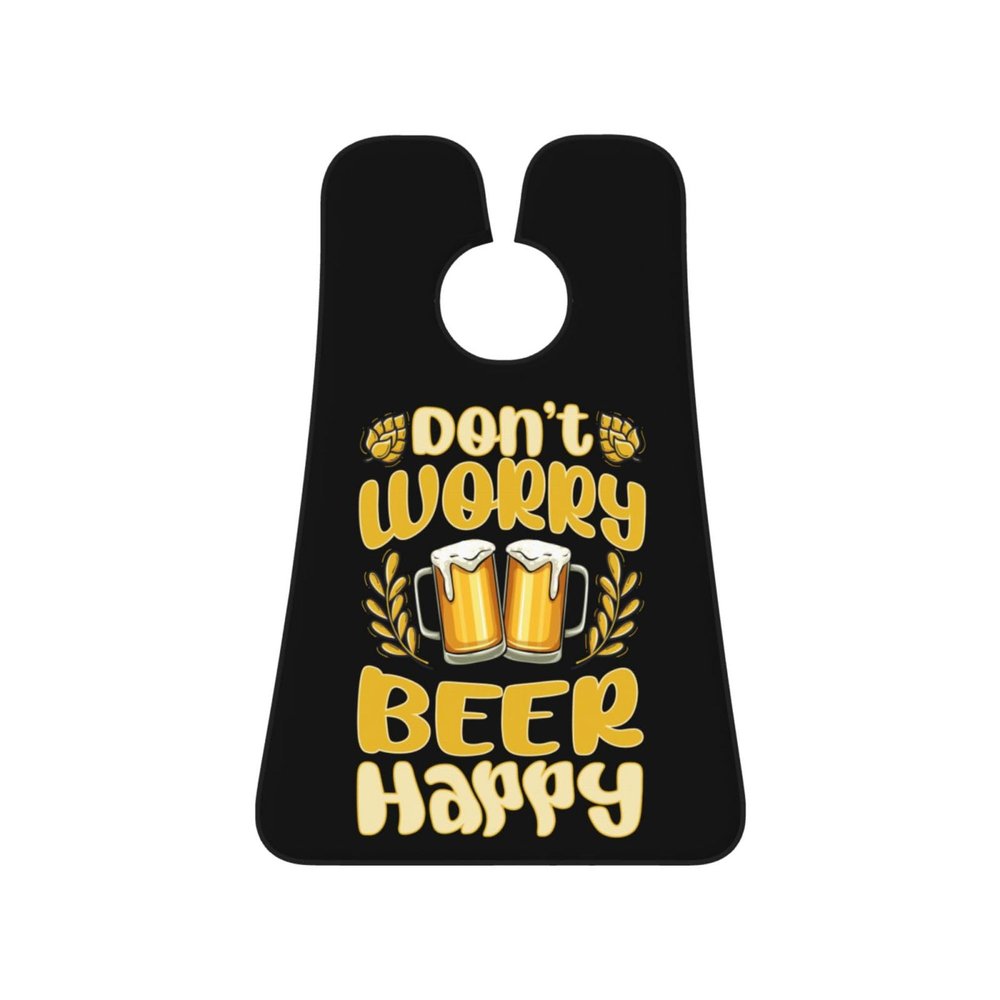 ZKLCRYTR Don't Worry Beer Happy Men's Beard Bib Apron Waterproof Smooth Surface Beard Apron Durable Foldable Beard Hair Men's Gift