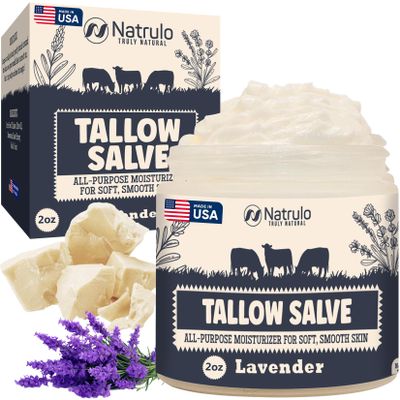 Beef Tallow Salve All Natural Grass Fed Beef Tallow & Honey All Purpose Balm Moisturizing Body Salve Great for Eczema, Cracked, Dry, Itchy, Irritated Skin Skin Repair Skincare Made in USA