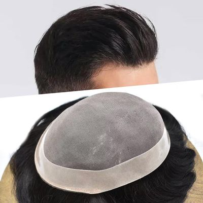 Hair System For Men Toupee Human Hair Piece Fine Mono Lace Mens Toupee Poly Coat Around Natural Hairline Durable Hairpiece For Men Monofilament Wigs 6"x8" #2 Darkest Brown