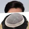 Hair System For Men Toupee Human Hair Piece Fine Mono Lace Mens Toupee Poly Coat Around Natural Hairline Durable Hairpiece For Men Monofilament Wigs 8"x10" #210 Darkest Brown With 10% Gray view 1