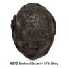 Hair System For Men Toupee Human Hair Piece Fine Mono Lace Mens Toupee Poly Coat Around Natural Hairline Durable Hairpiece For Men Monofilament Wigs 8"x10" #210 Darkest Brown With 10% Gray view 2