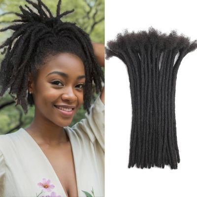 0.8cm 6inch 20 Strands Loc Extensions Human Hair 100% Real Human Hair Dreadlock Extensions for Man/Women Full Handmade Permanent Dreadlock Extensions Human Hair Can Be Bleached Dyed Curled (1B)