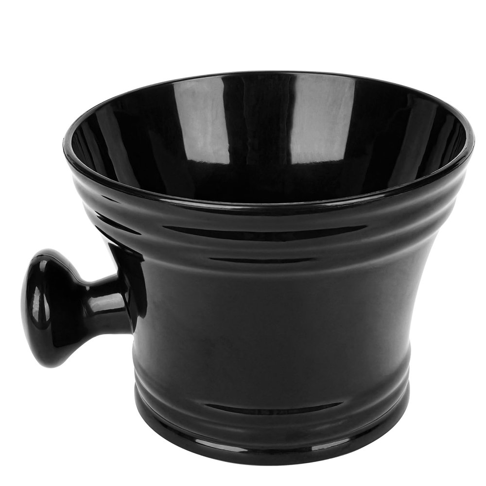 Linkidea Men Plastic Shaving Cup with Handle, Deep Size Textured Wet Shaving Cup, Traditional Wet Shaving Factory Shaving Mug (Black)