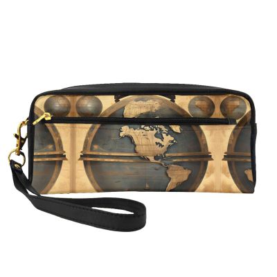 FRESQA Ancient World Globe Print Portable Mini Makeup Bag,Versatile And Compact,Perfect For Your Essentials