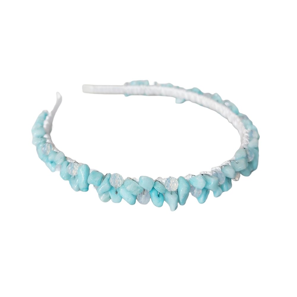 Blue Aquamarine gemstone hair jewelry women's Birthday Classic wedding bridal headpiece Minimalist crystals crown Aquamarine jewelry headpiece Adult beaded hair piece Summer beach wedding crown girl