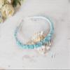 Blue Aquamarine gemstone hair jewelry women's Birthday Classic wedding bridal headpiece Minimalist crystals crown Aquamarine jewelry headpiece Adult beaded hair piece Summer beach wedding crown girl view 3