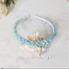 Blue Aquamarine gemstone hair jewelry women's Birthday Classic wedding bridal headpiece Minimalist crystals crown Aquamarine jewelry headpiece Adult beaded hair piece Summer beach wedding crown girl view 4