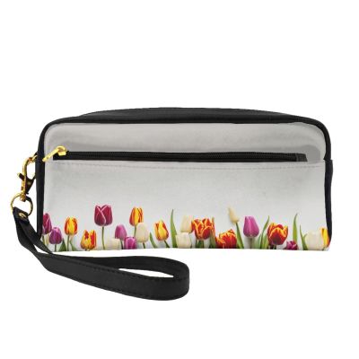 FRESQA Colorful Tulips Print Portable Mini Makeup Bag,Versatile And Compact,Perfect For Your Essentials