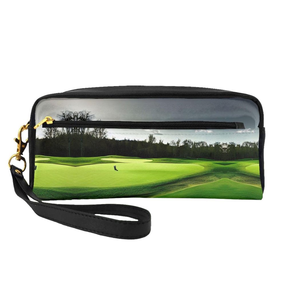 FRESQA Green Golf Course Print Portable Mini Makeup Bag,Versatile And Compact,Perfect For Your Essentials