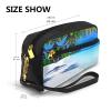 FRESQA Tropical White Sand Beach And Ocean Print Portable Mini Makeup Bag,Versatile And Compact,Perfect For Your Essentials view 3