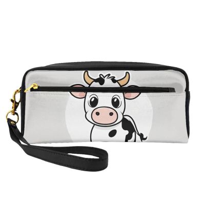 FRESQA Cartoon Milk Cow Print Portable Mini Makeup Bag,Versatile And Compact,Perfect For Your Essentials
