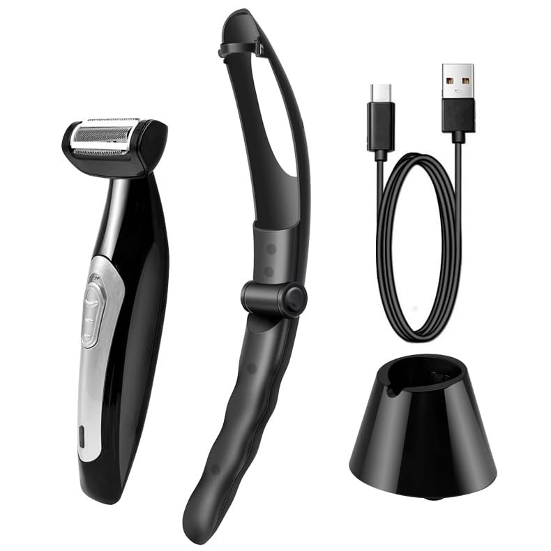 Movelove - Body Groin Trimmer Groomer, Electric Back Shaver for Men, Waterproof Body & Manscaping Trimmer with Back Attachment, Big Power,Seat Charge with Type - C USB Cable