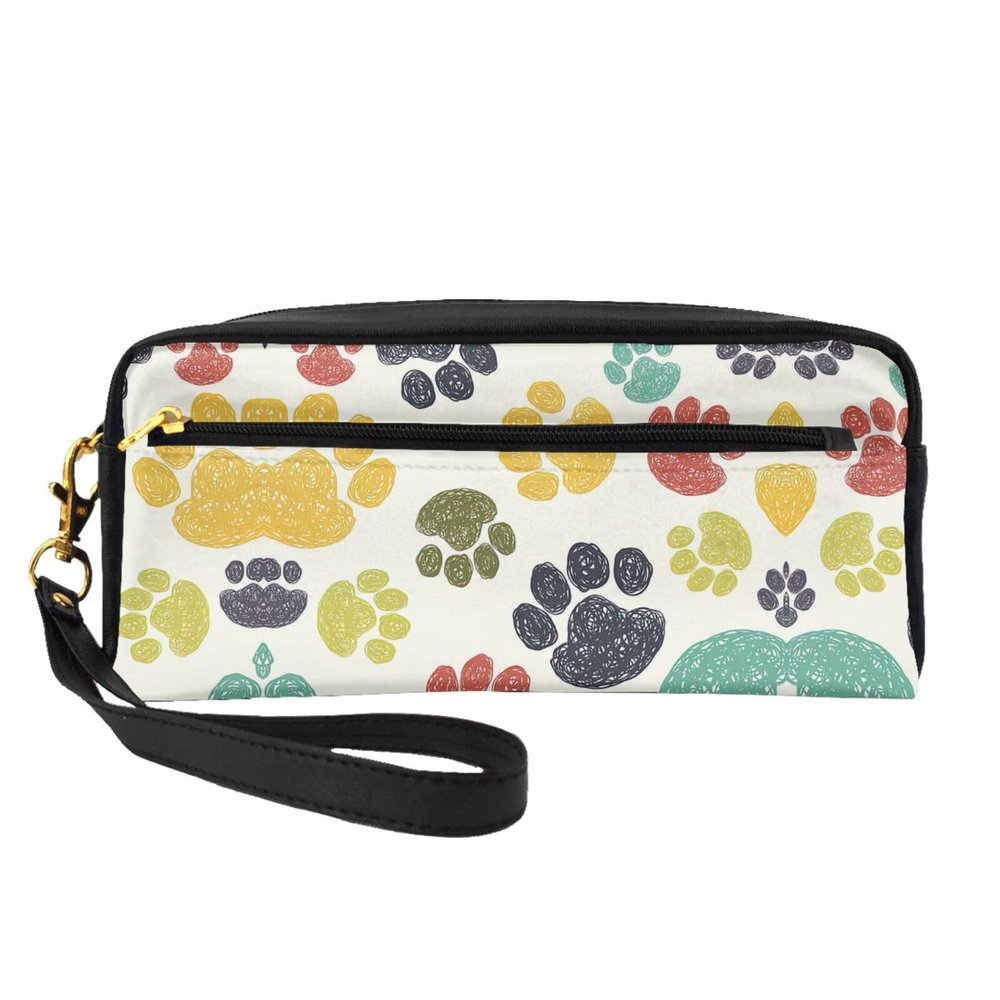 FRESQA Cute Colorful Dog Paw Print Portable Mini Makeup Bag,Versatile And Compact,Perfect For Your Essentials