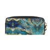 FRESQA Azurite Teal And Foil Gold Oil Marble Pattern Print Portable Mini Makeup Bag,Versatile And Compact,Perfect For Your Essentials view 2
