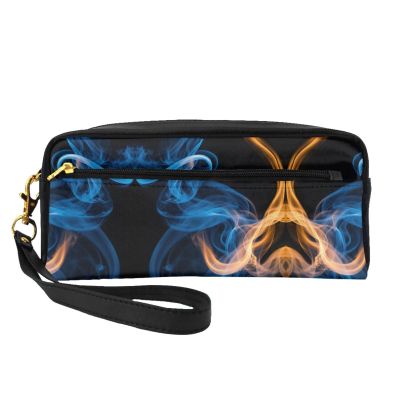 FRESQA Blue Flame Print Portable Mini Makeup Bag,Versatile And Compact,Perfect For Your Essentials