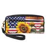 FRESQA Sunflower And American Flag Print Portable Mini Makeup Bag,Versatile And Compact,Perfect For Your Essentials view 1