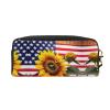 FRESQA Sunflower And American Flag Print Portable Mini Makeup Bag,Versatile And Compact,Perfect For Your Essentials view 2